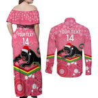 custom-panthers-rugby-christmas-couples-matching-off-shoulder-maxi-dress-and-long-sleeve-button-shirt-merry-xmas-2023-mix-aboriginal-art-pink-version