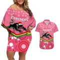 custom-panthers-rugby-christmas-couples-matching-off-shoulder-short-dress-and-hawaiian-shirt-merry-xmas-2023-mix-aboriginal-art-pink-version