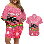 custom-panthers-rugby-christmas-couples-matching-off-shoulder-short-dress-and-hawaiian-shirt-merry-xmas-2023-mix-aboriginal-art-pink-version