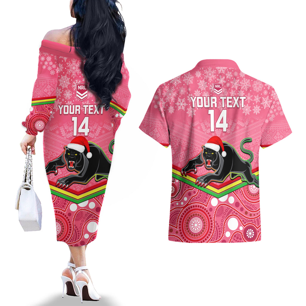 custom-panthers-rugby-christmas-couples-matching-off-the-shoulder-long-sleeve-dress-and-hawaiian-shirt-merry-xmas-2023-mix-aboriginal-art-pink-version