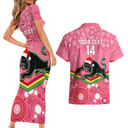 custom-panthers-rugby-christmas-couples-matching-short-sleeve-bodycon-dress-and-hawaiian-shirt-merry-xmas-2023-mix-aboriginal-art-pink-version