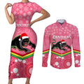 custom-panthers-rugby-christmas-couples-matching-short-sleeve-bodycon-dress-and-long-sleeve-button-shirt-merry-xmas-2023-mix-aboriginal-art-pink-version