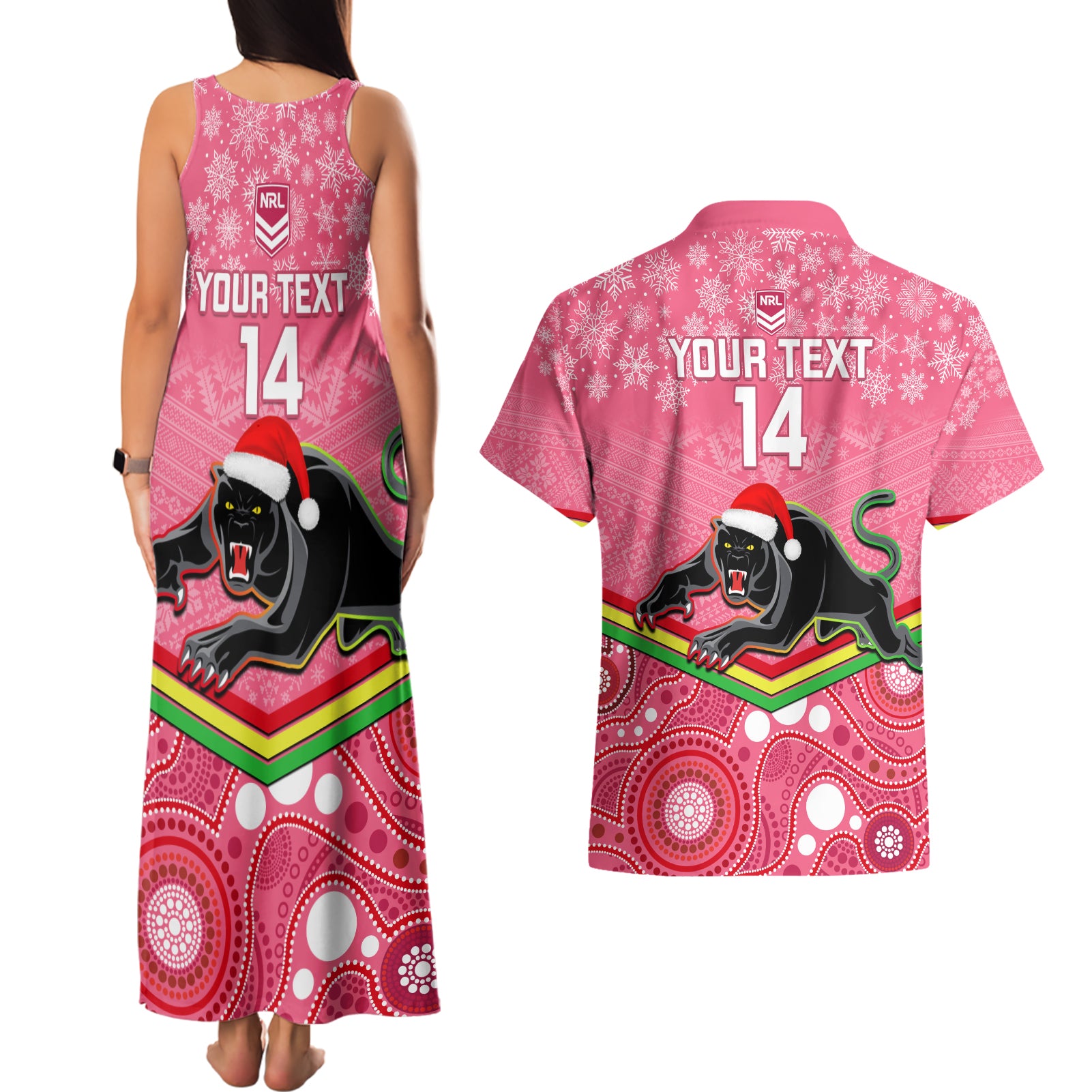 custom-panthers-rugby-christmas-couples-matching-tank-maxi-dress-and-hawaiian-shirt-merry-xmas-2023-mix-aboriginal-art-pink-version