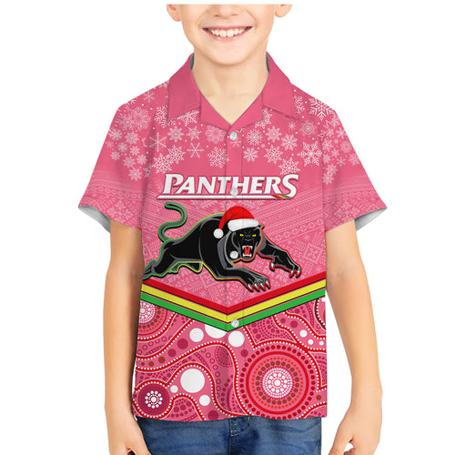 custom-panthers-rugby-christmas-family-matching-mermaid-dress-and-hawaiian-shirt-merry-xmas-2023-mix-aboriginal-art-pink-version