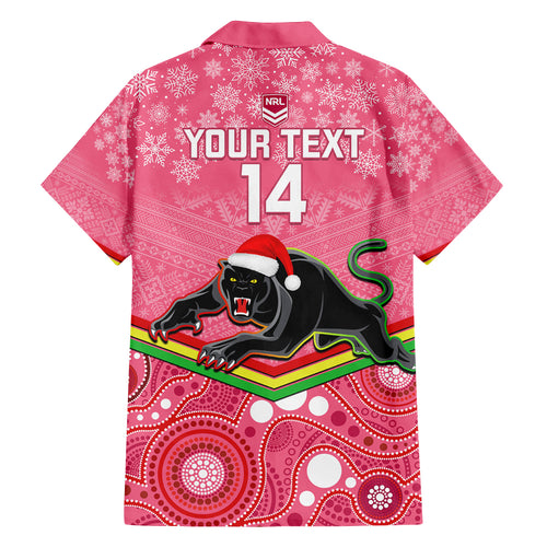 custom-panthers-rugby-christmas-family-matching-off-shoulder-long-sleeve-dress-and-hawaiian-shirt-merry-xmas-2023-mix-aboriginal-art-pink-version