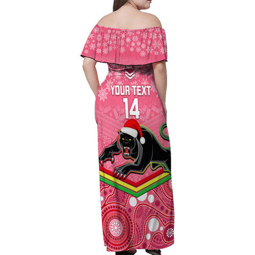 custom-panthers-rugby-christmas-family-matching-off-shoulder-maxi-dress-and-hawaiian-shirt-merry-xmas-2023-mix-aboriginal-art-pink-version