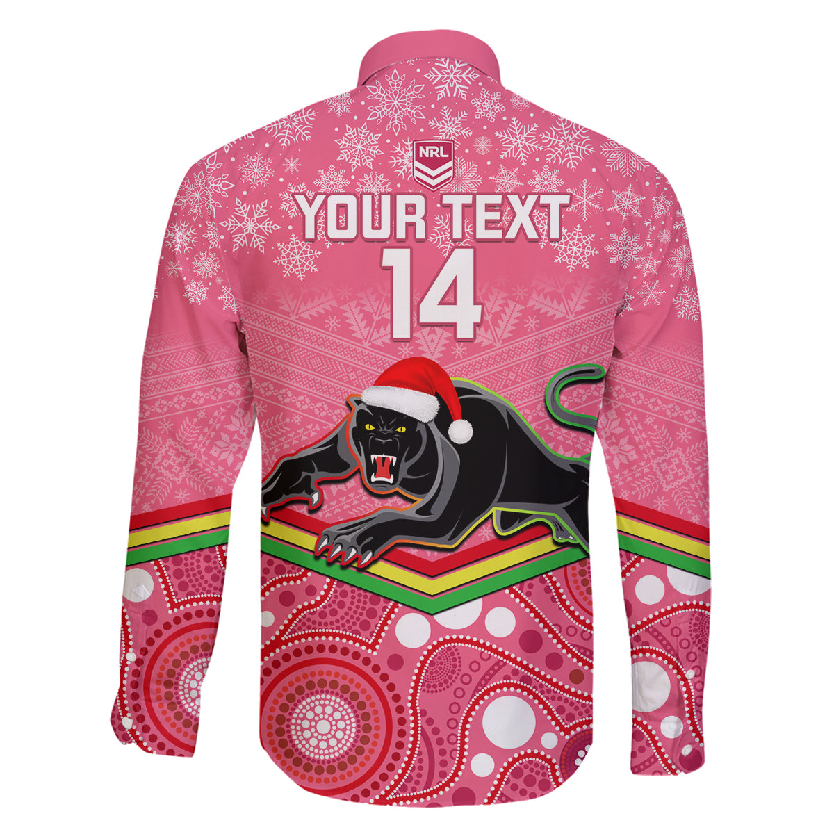 custom-panthers-rugby-christmas-family-matching-off-shoulder-short-dress-and-hawaiian-shirt-merry-xmas-2023-mix-aboriginal-art-pink-version