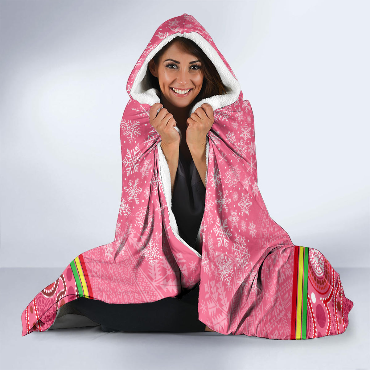 custom-panthers-rugby-christmas-hooded-blanket-merry-xmas-2023-mix-aboriginal-art-pink-version