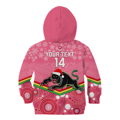 custom-panthers-rugby-christmas-kid-hoodie-merry-xmas-2023-mix-aboriginal-art-pink-version