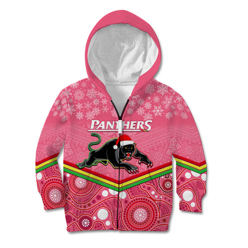 custom-panthers-rugby-christmas-kid-hoodie-merry-xmas-2023-mix-aboriginal-art-pink-version