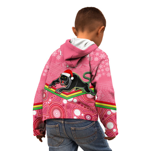 custom-panthers-rugby-christmas-kid-hoodie-merry-xmas-2023-mix-aboriginal-art-pink-version