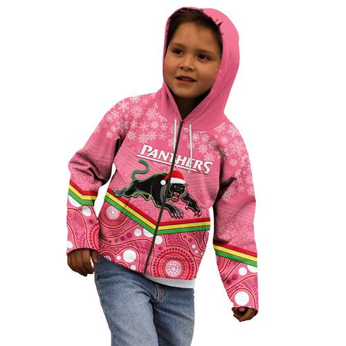 custom-panthers-rugby-christmas-kid-hoodie-merry-xmas-2023-mix-aboriginal-art-pink-version