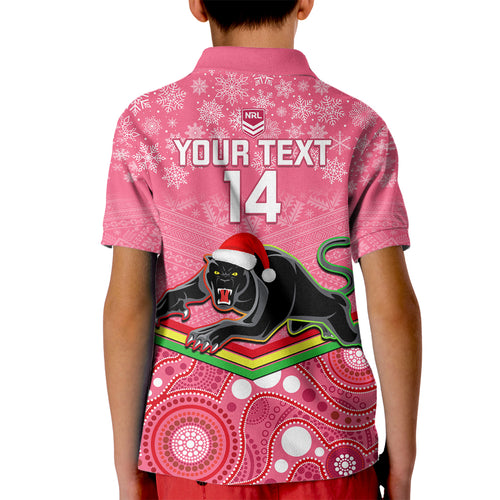 custom-panthers-rugby-christmas-kid-polo-shirt-merry-xmas-2023-mix-aboriginal-art-pink-version