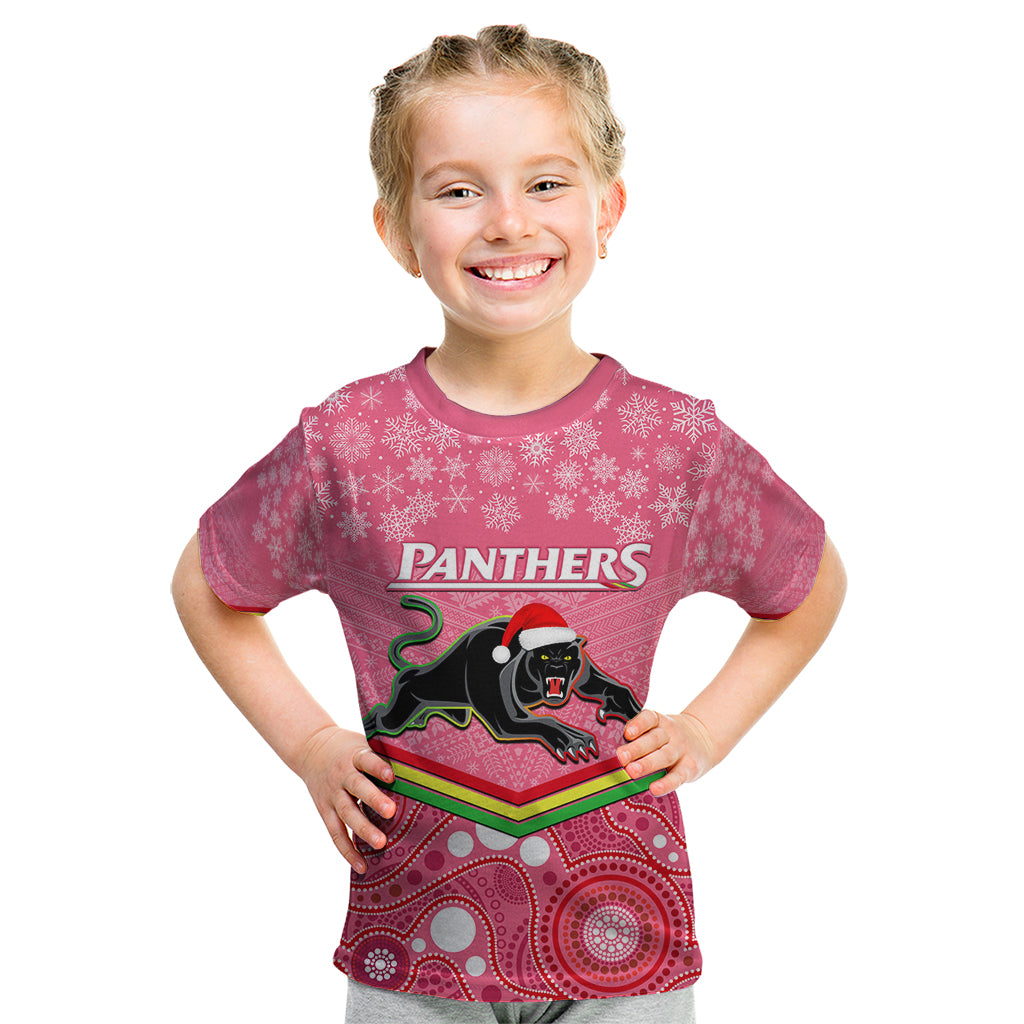 custom-panthers-rugby-christmas-kid-t-shirt-merry-xmas-2023-mix-aboriginal-art-pink-version