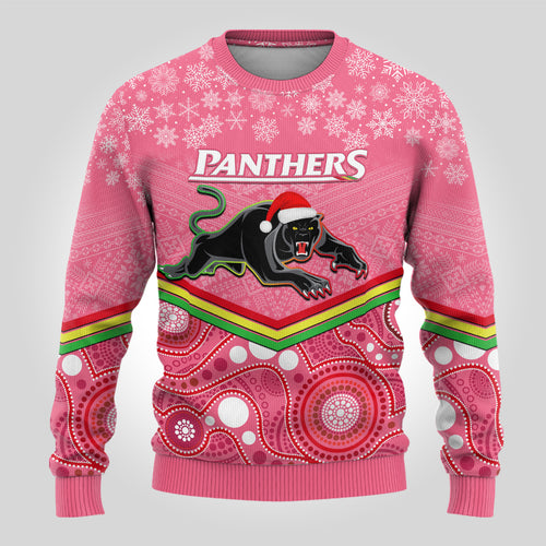 custom-panthers-rugby-christmas-ugly-christmas-sweater-merry-xmas-2023-mix-aboriginal-art-pink-version