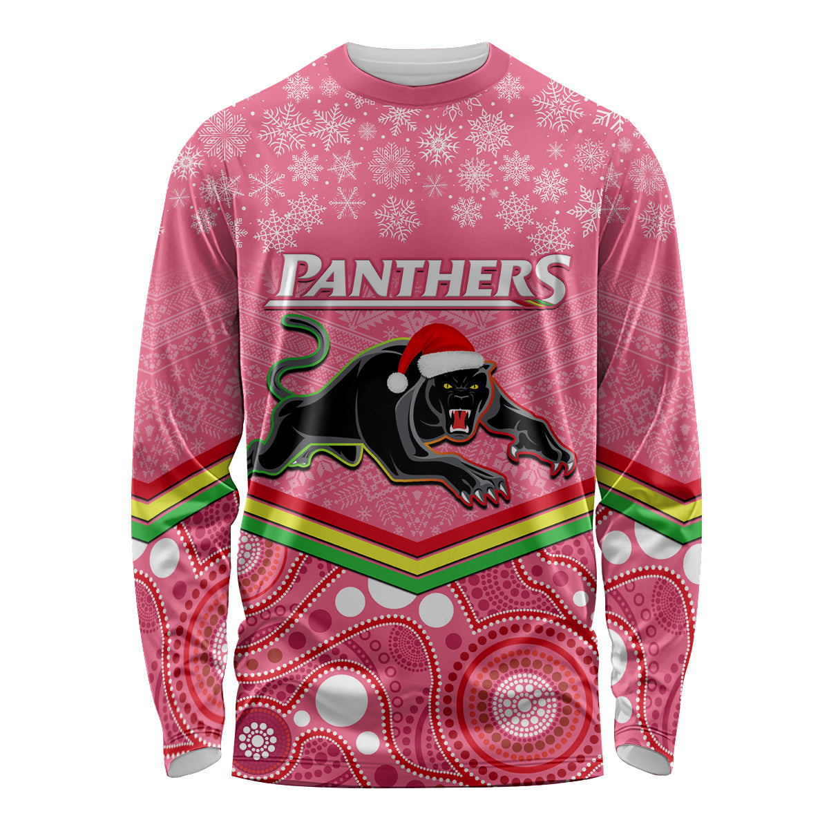 custom-panthers-rugby-christmas-long-sleeve-shirt-merry-xmas-2023-mix-aboriginal-art-pink-version