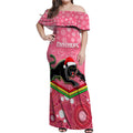 custom-panthers-rugby-christmas-off-shoulder-maxi-dress-merry-xmas-2023-mix-aboriginal-art-pink-version