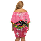 custom-panthers-rugby-christmas-off-shoulder-short-dress-merry-xmas-2023-mix-aboriginal-art-pink-version