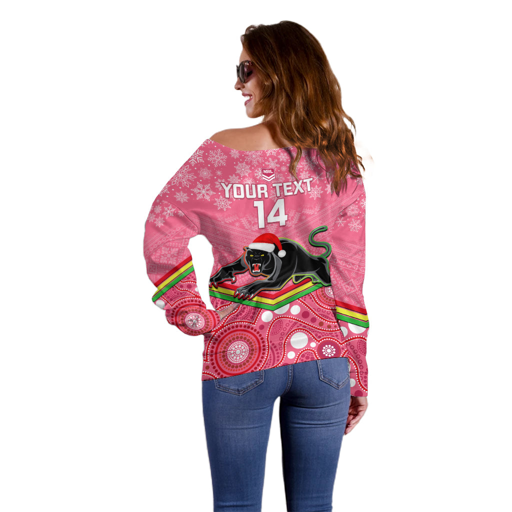 custom-panthers-rugby-christmas-off-shoulder-sweater-merry-xmas-2023-mix-aboriginal-art-pink-version