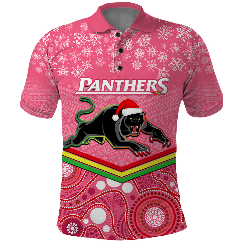 custom-panthers-rugby-christmas-polo-shirt-merry-xmas-2023-mix-aboriginal-art-pink-version