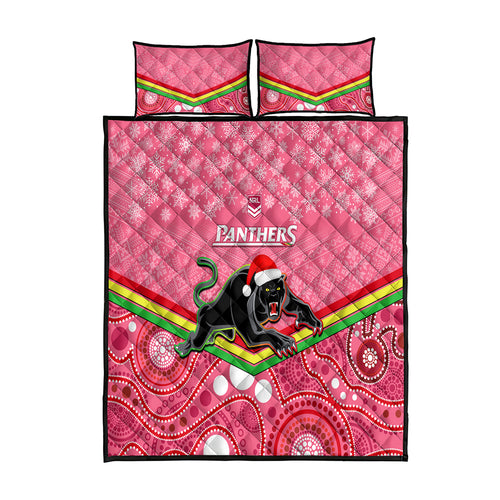 custom-panthers-rugby-christmas-quilt-bed-set-merry-xmas-2023-mix-aboriginal-art-pink-version