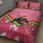 custom-panthers-rugby-christmas-quilt-bed-set-merry-xmas-2023-mix-aboriginal-art-pink-version
