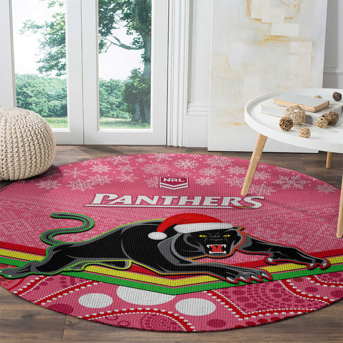 custom-panthers-rugby-christmas-round-carpet-merry-xmas-2023-mix-aboriginal-art-pink-version