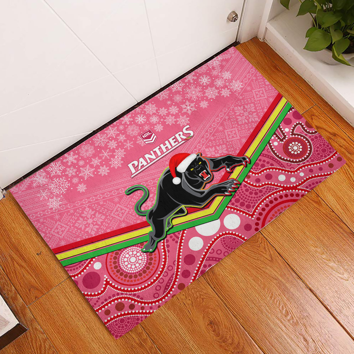custom-panthers-rugby-christmas-rubber-doormat-merry-xmas-2023-mix-aboriginal-art-pink-version
