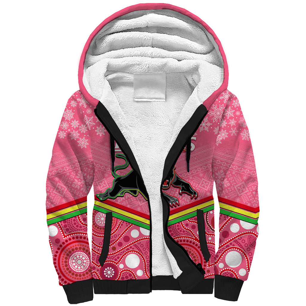 custom-panthers-rugby-christmas-sherpa-hoodie-merry-xmas-2023-mix-aboriginal-art-pink-version