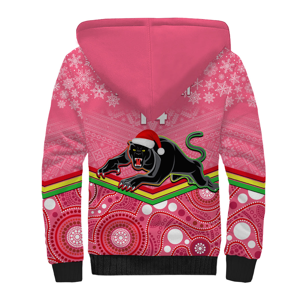 custom-panthers-rugby-christmas-sherpa-hoodie-merry-xmas-2023-mix-aboriginal-art-pink-version