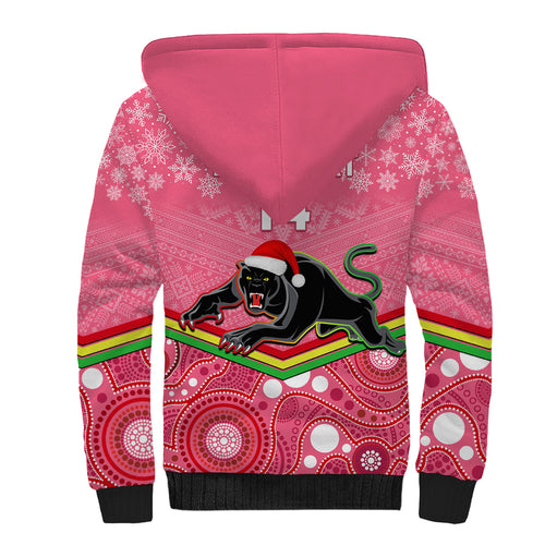 custom-panthers-rugby-christmas-sherpa-hoodie-merry-xmas-2023-mix-aboriginal-art-pink-version