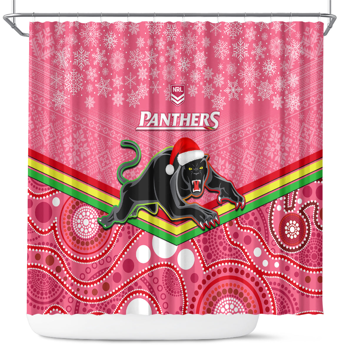 custom-panthers-rugby-christmas-shower-curtain-merry-xmas-2023-mix-aboriginal-art-pink-version