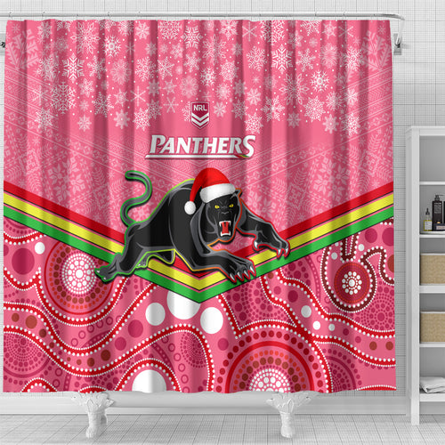 custom-panthers-rugby-christmas-shower-curtain-merry-xmas-2023-mix-aboriginal-art-pink-version