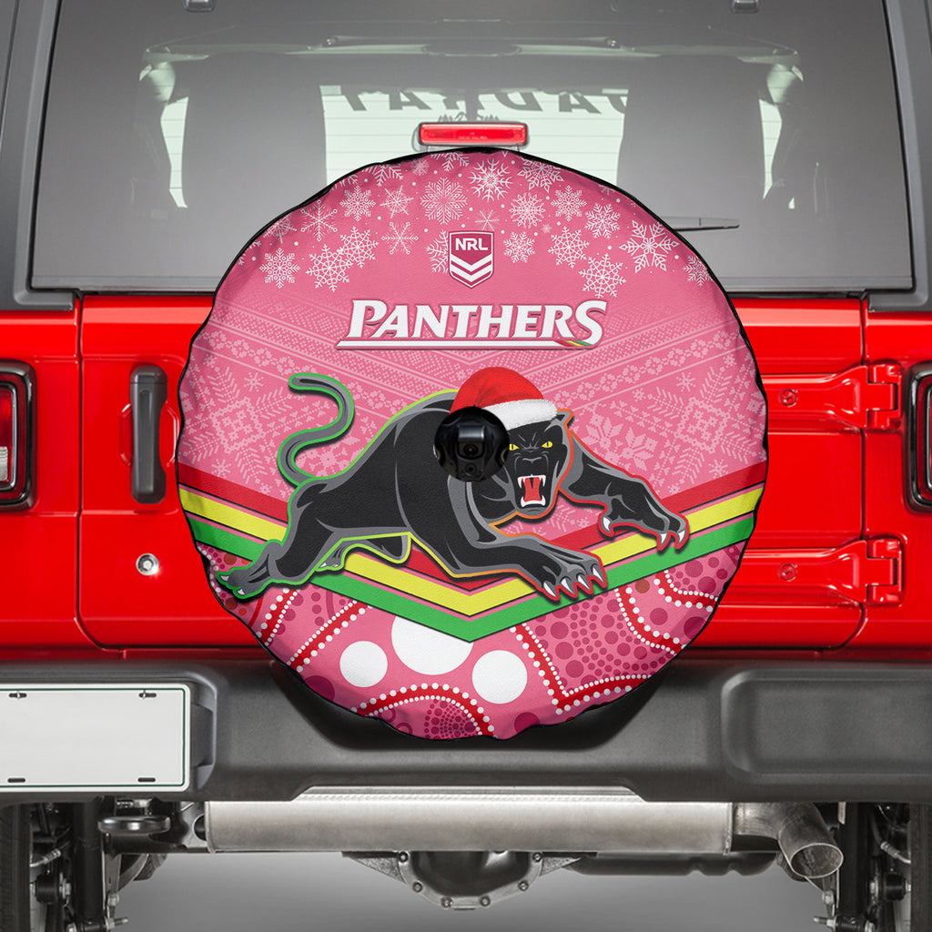 custom-panthers-rugby-christmas-spare-tire-cover-merry-xmas-2023-mix-aboriginal-art-pink-version
