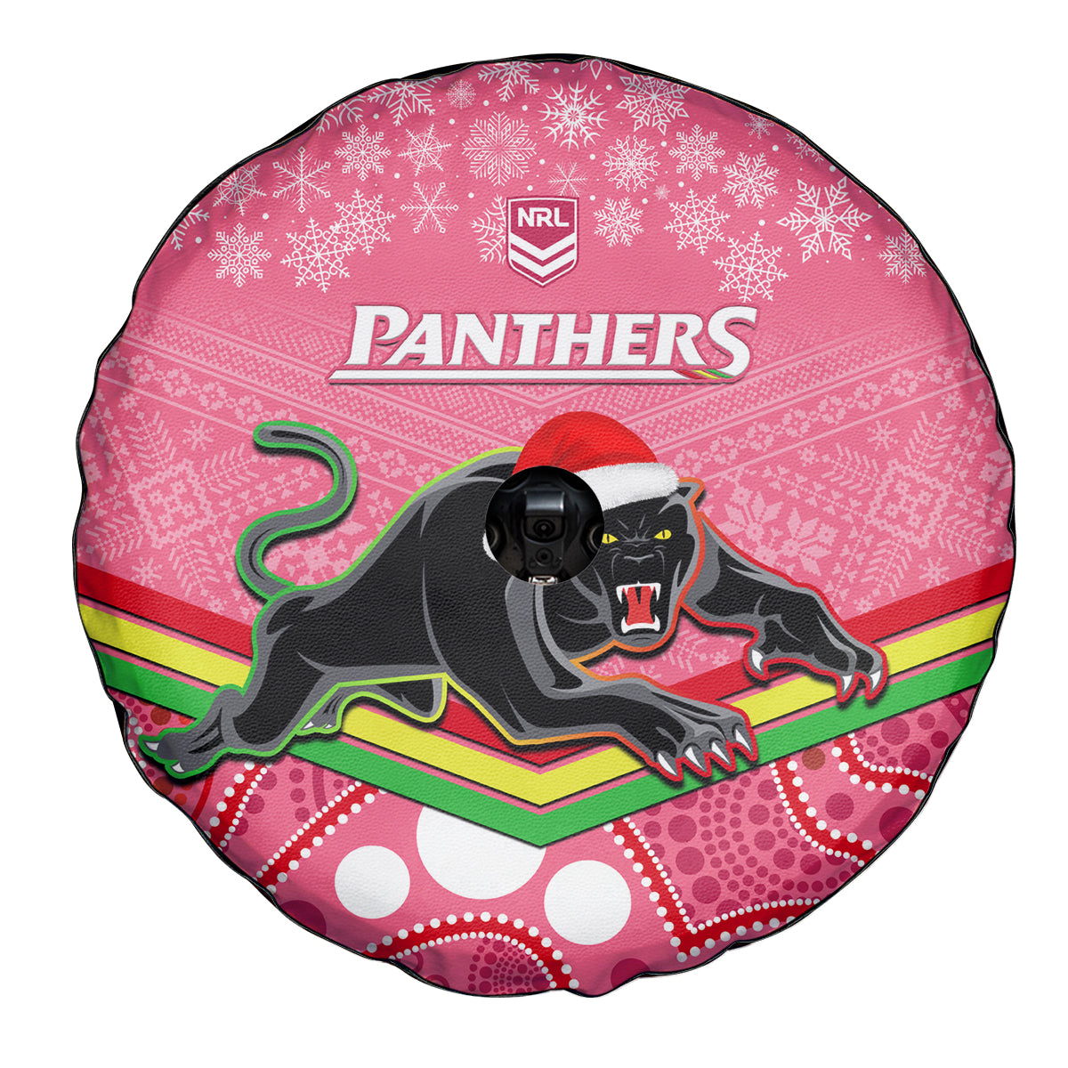 custom-panthers-rugby-christmas-spare-tire-cover-merry-xmas-2023-mix-aboriginal-art-pink-version