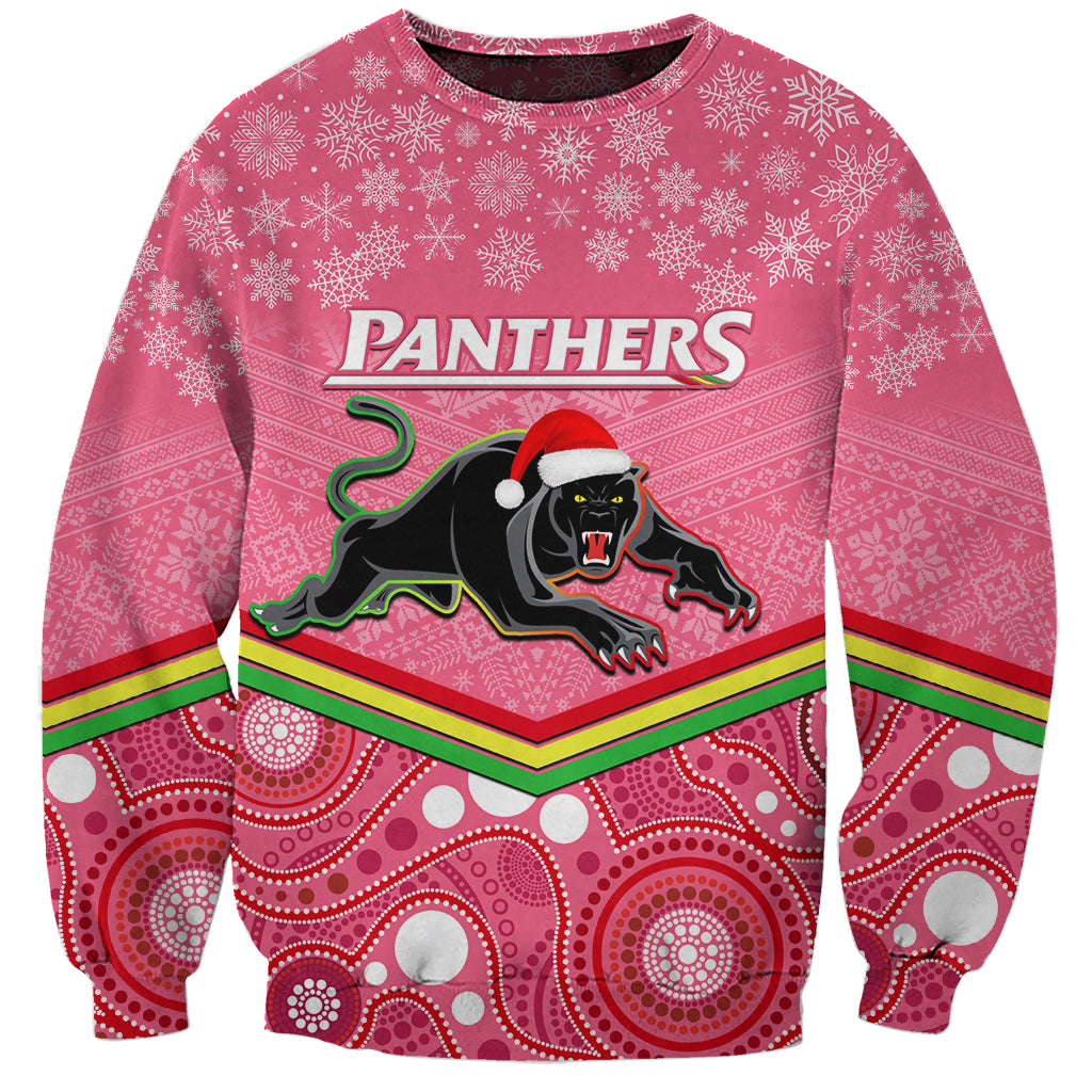custom-panthers-rugby-christmas-sweatshirt-merry-xmas-2023-mix-aboriginal-art-pink-version