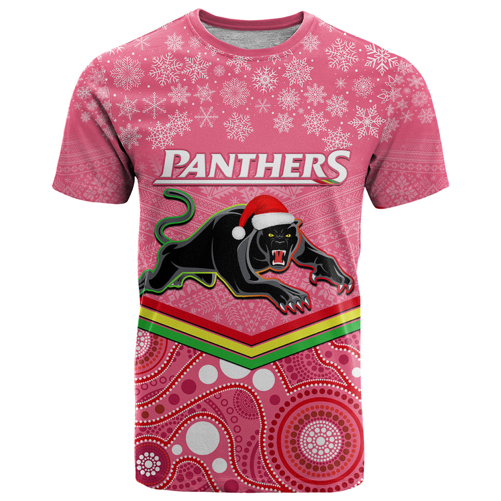 custom-panthers-rugby-christmas-t-shirt-merry-xmas-2023-mix-aboriginal-art-pink-version