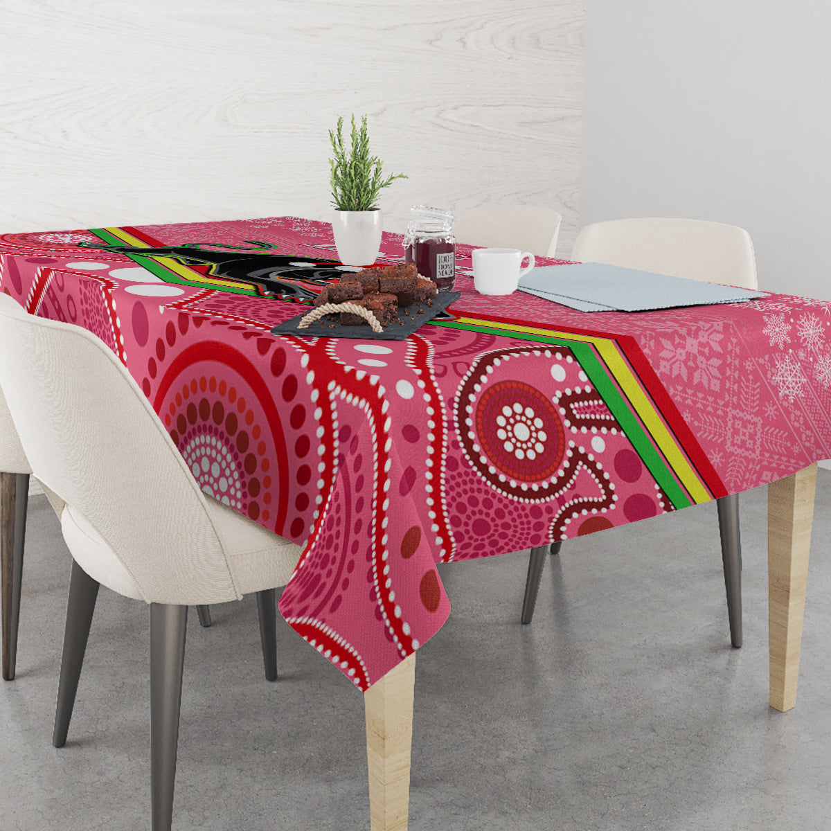 custom-panthers-rugby-christmas-tablecloth-merry-xmas-2023-mix-aboriginal-art-pink-version