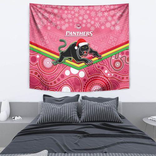 custom-panthers-rugby-christmas-tapestry-merry-xmas-2023-mix-aboriginal-art-pink-version