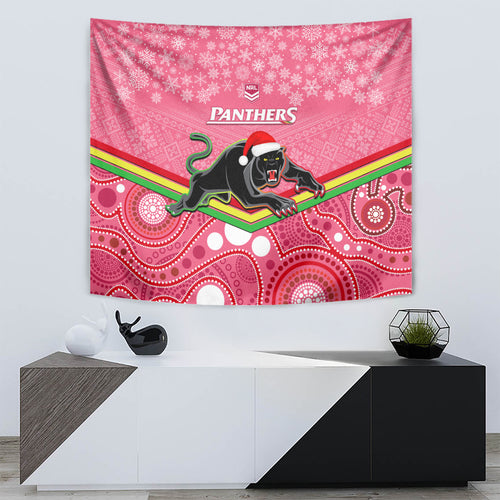 custom-panthers-rugby-christmas-tapestry-merry-xmas-2023-mix-aboriginal-art-pink-version