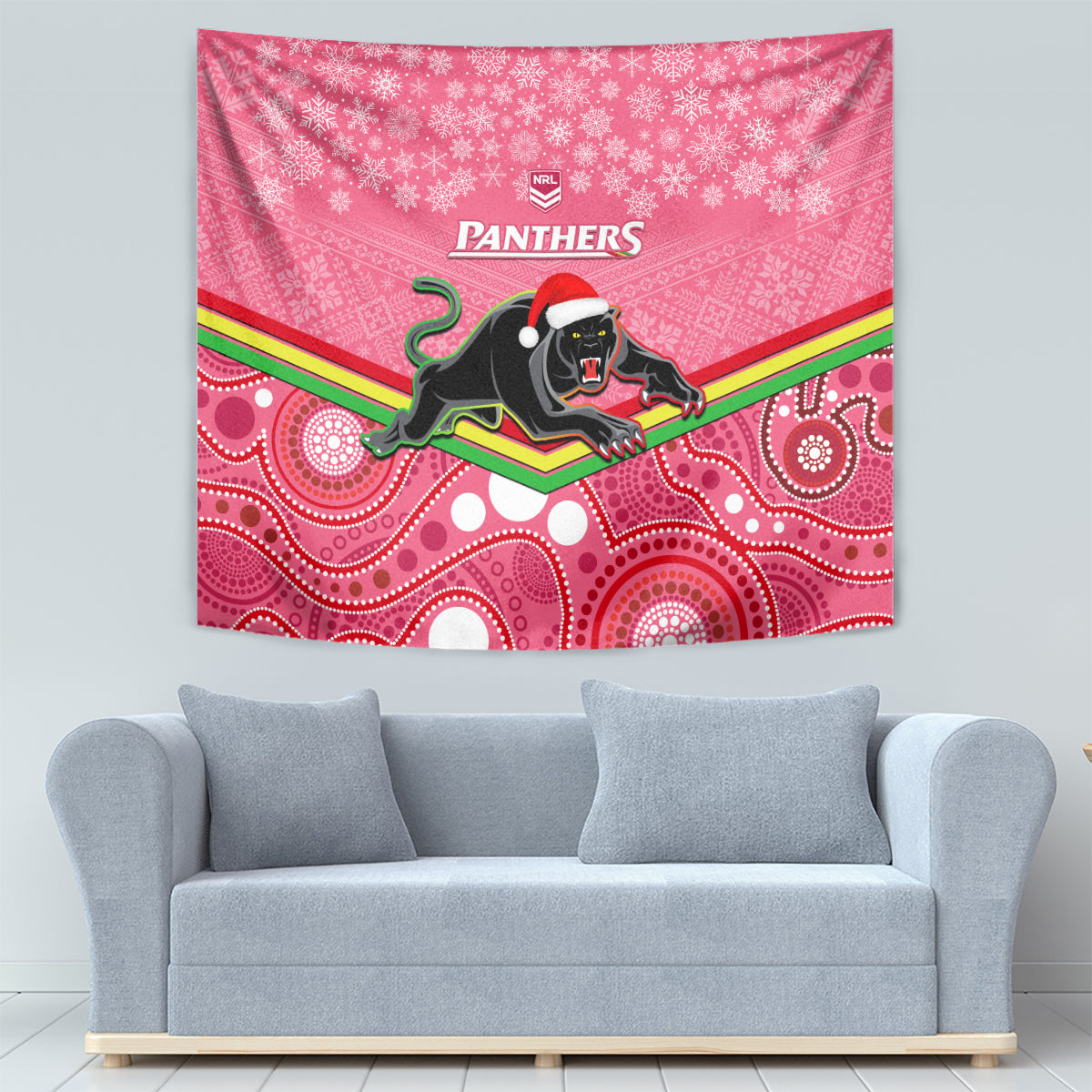 custom-panthers-rugby-christmas-tapestry-merry-xmas-2023-mix-aboriginal-art-pink-version