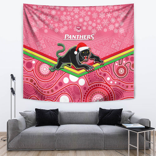 custom-panthers-rugby-christmas-tapestry-merry-xmas-2023-mix-aboriginal-art-pink-version