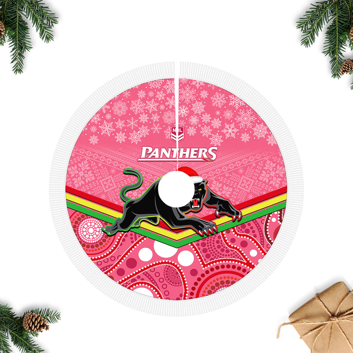 panthers-rugby-christmas-tree-skirt-merry-xmas-2023-mix-aboriginal-art-pink-version