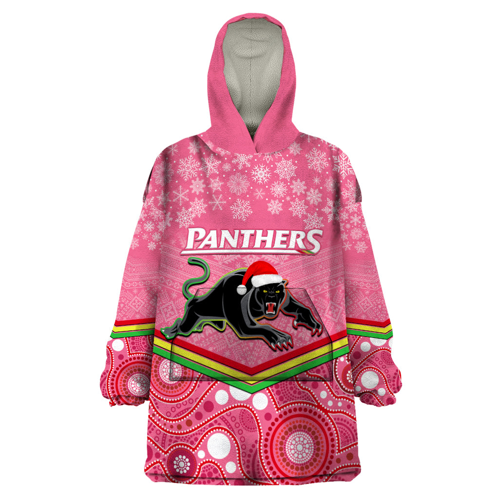 custom-panthers-rugby-christmas-wearable-blanket-hoodie-merry-xmas-2023-mix-aboriginal-art-pink-version