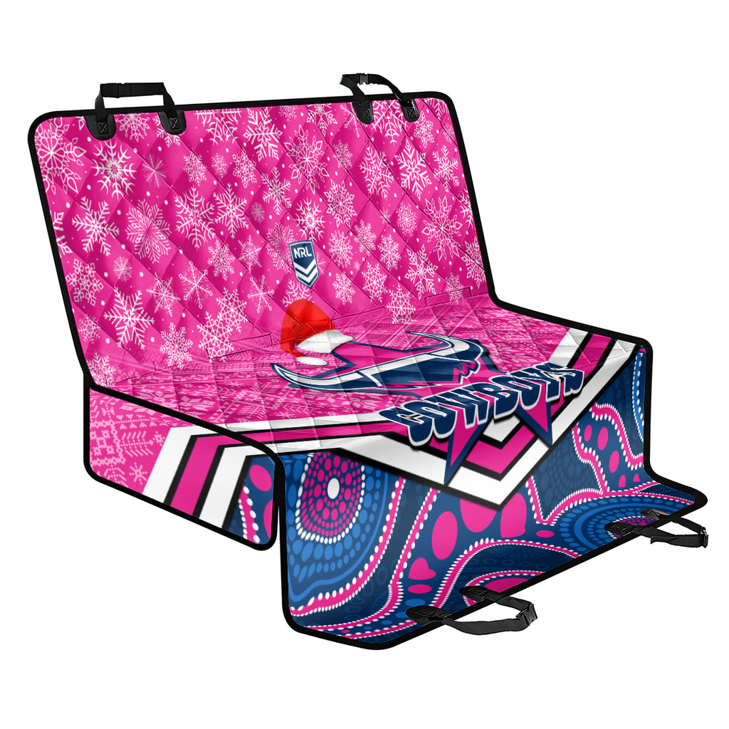 custom-cowboys-rugby-christmas-back-car-seat-cover-merry-xmas-2023-mix-aboriginal-art-pink-version