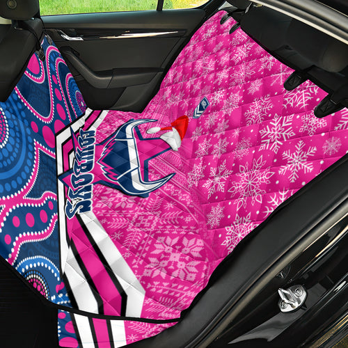 custom-cowboys-rugby-christmas-back-car-seat-cover-merry-xmas-2023-mix-aboriginal-art-pink-version