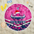 custom-cowboys-rugby-christmas-beach-blanket-merry-xmas-2023-mix-aboriginal-art-pink-version
