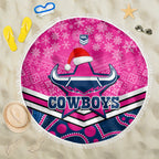 custom-cowboys-rugby-christmas-beach-blanket-merry-xmas-2023-mix-aboriginal-art-pink-version