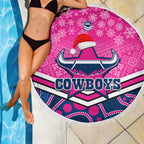 custom-cowboys-rugby-christmas-beach-blanket-merry-xmas-2023-mix-aboriginal-art-pink-version
