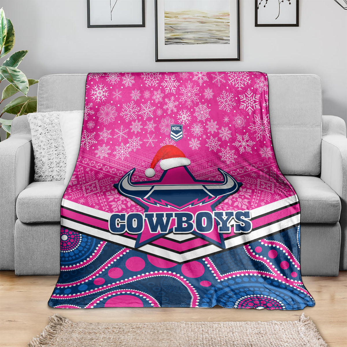 custom-cowboys-rugby-christmas-blanket-merry-xmas-2023-mix-aboriginal-art-pink-version